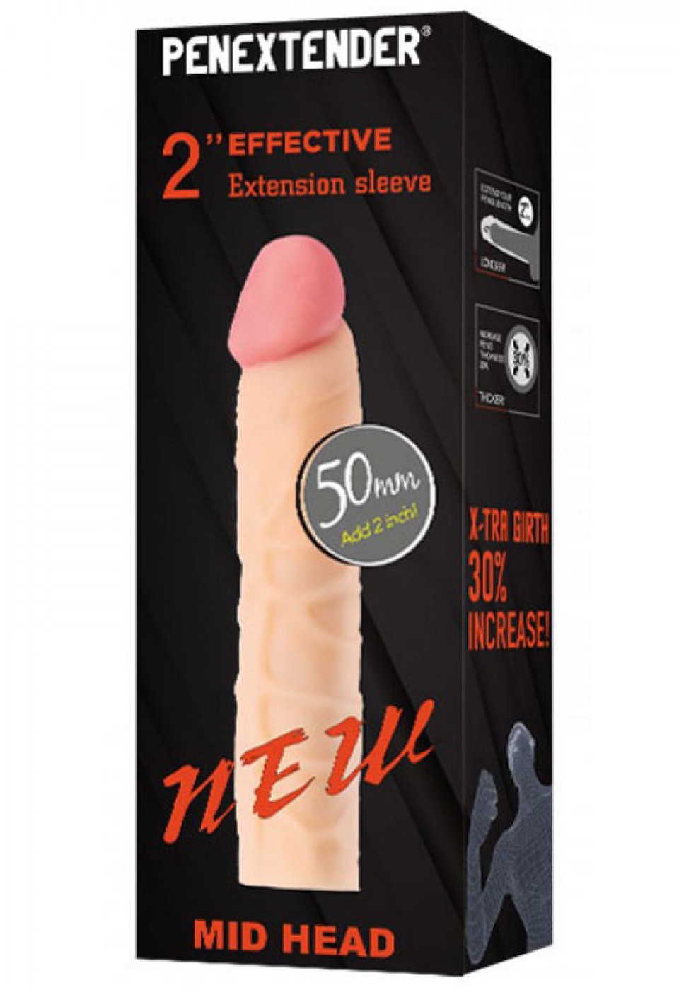 Penextender Mid Head 50mm Dolgulu Penis Kılıfı